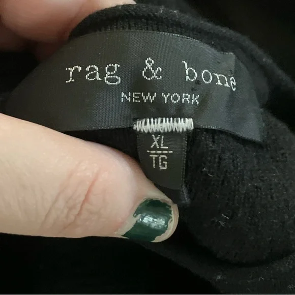 Rag & Bone Collin Wool Pique Sweater‎ Crewneck in Black XL